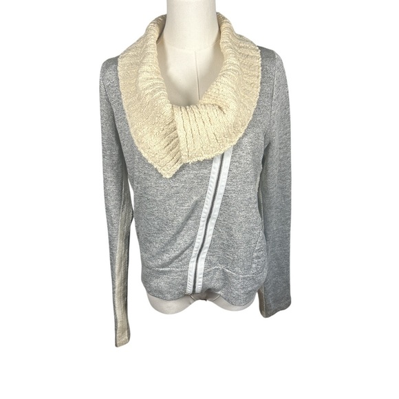 Anthropologie Dolan T-Shirt Label Gray Knit Zip Sweater Jacket Size Large - Picture 3 of 7